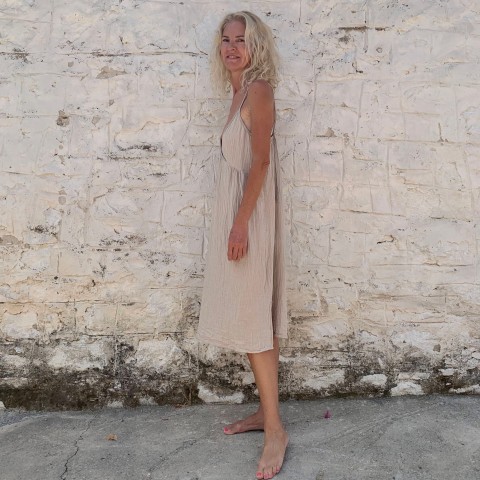 Muslin Slip Dress Taupe-Grey