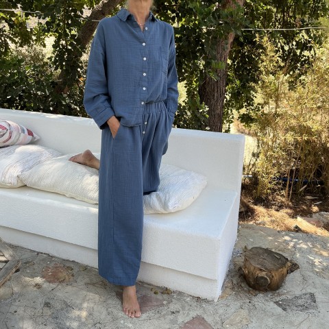 Muslin double-layered cotton pants