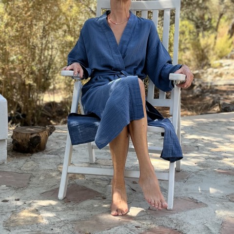 Muslin double-layered cotton robe