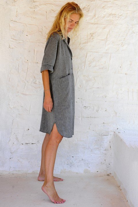 Charcoal Sile Tunic Dress 