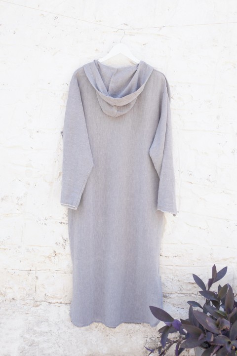 Grey Sile Hooded Caftan