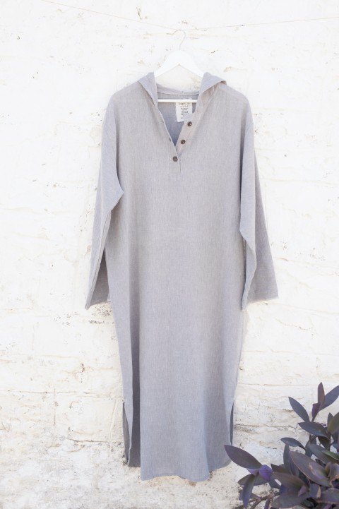 Grey Sile Hooded Caftan