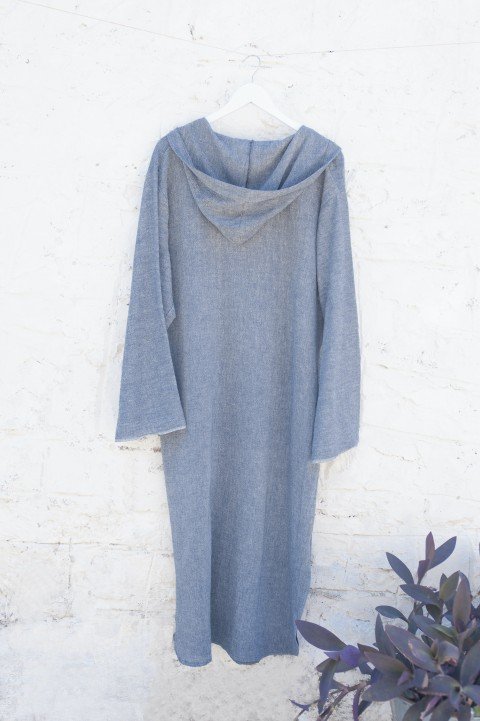 Marine Sile Hooded Caftan