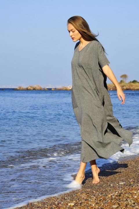 Charcoal Sile Caftan