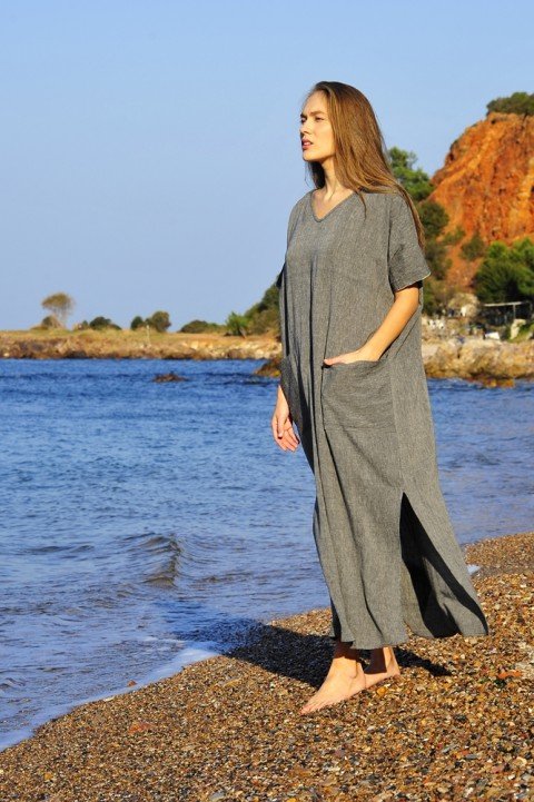 Charcoal Sile Caftan