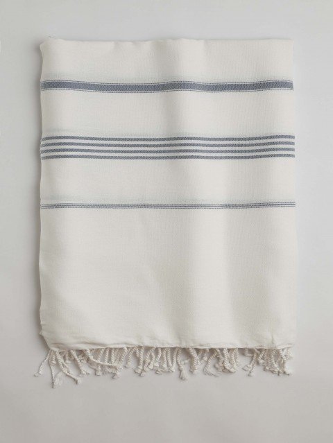 White-Jeans Blue Classic Large Turkish Towel