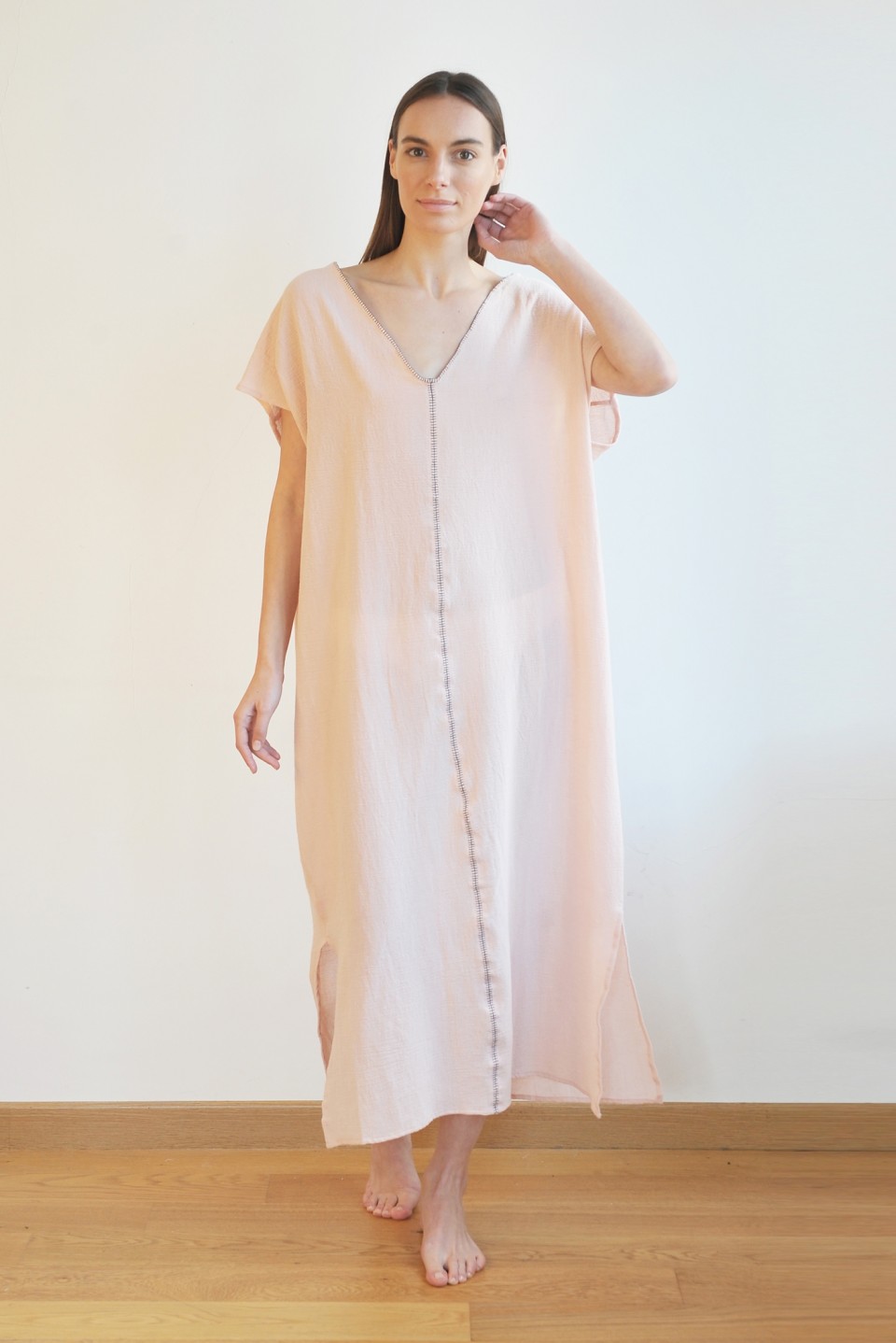 Blush Sile V Neck Kaftan Dress - Collections