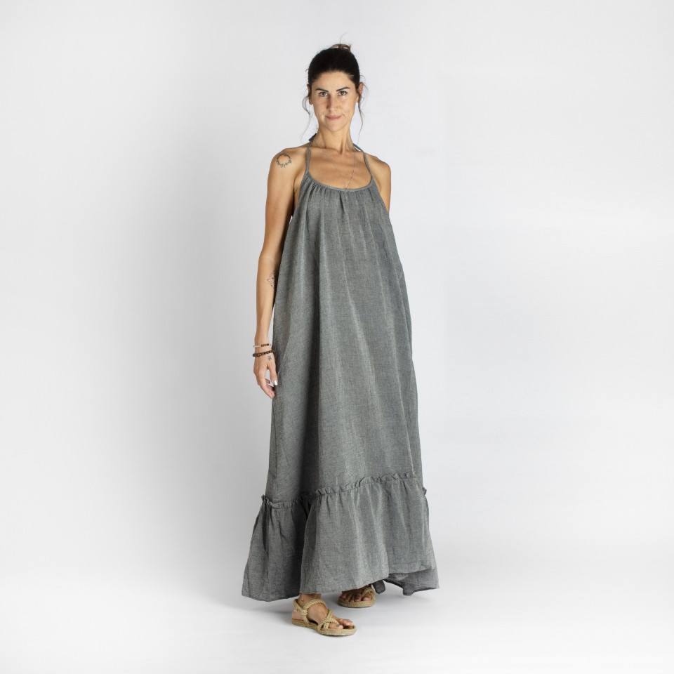 chinese dress ladies Sexy A Line Halter Neck Gray Chiffon Long Prom Dresses, Halter Neck Gr   morievent