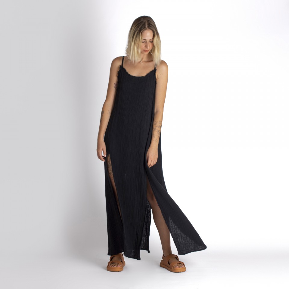 Muslin double layered cotton maxi dress - Resortwear