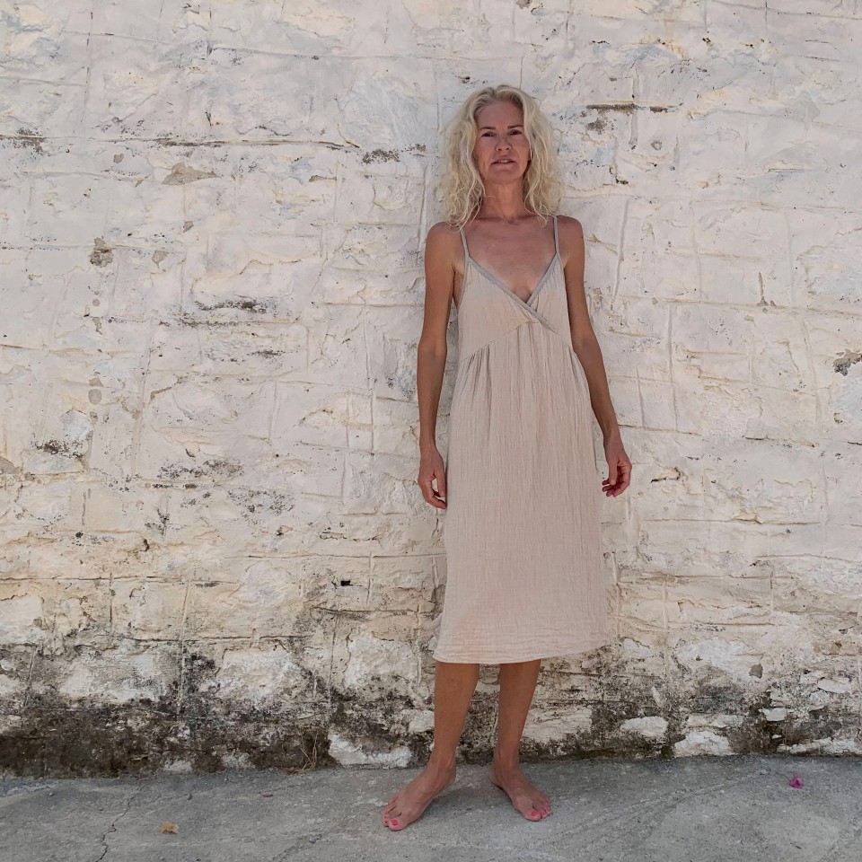 Taupe slip dress sales